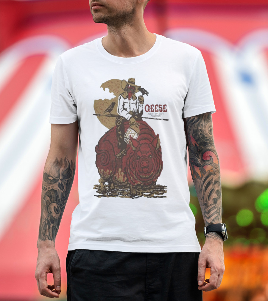 Geese World Live Show 2025-2026 Tour Cowboy Western Pig-Rider Vintage Style T-Shirt