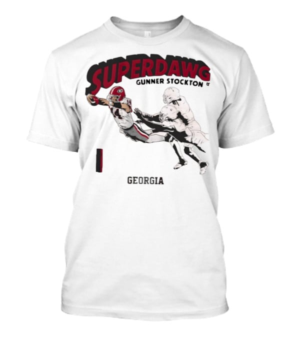 SuperDawg Gunner Stockton Georgia Football Player Action T-Shirt