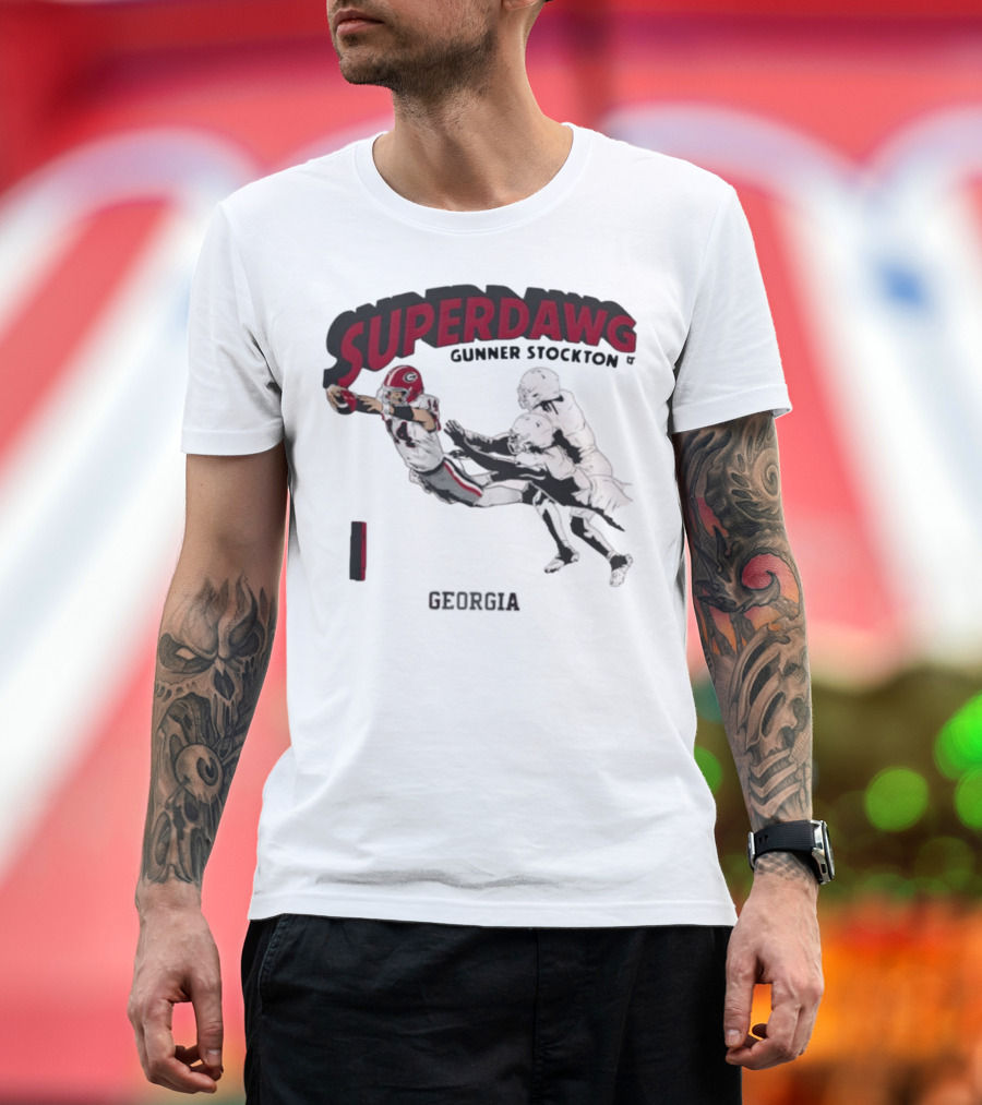 SuperDawg Gunner Stockton Georgia Football Player Action T-Shirt