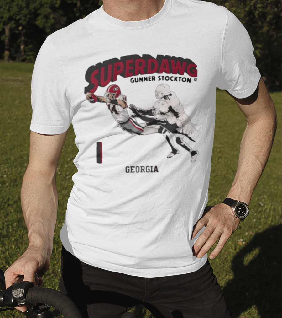 SuperDawg Gunner Stockton Georgia Football Player Action T-Shirt