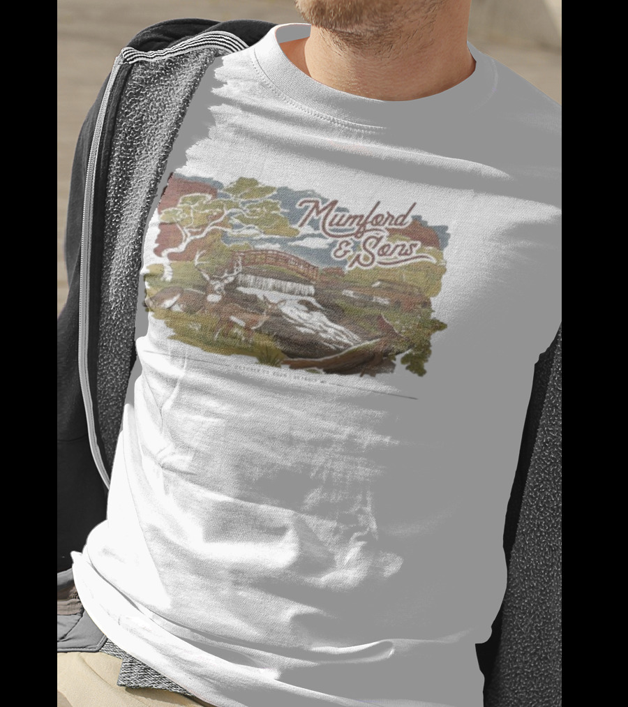 Mumford & Sons Little Caesars Arena Detroit MI October 20 2025 Deers Bridge And Stream Scene T-Shirt