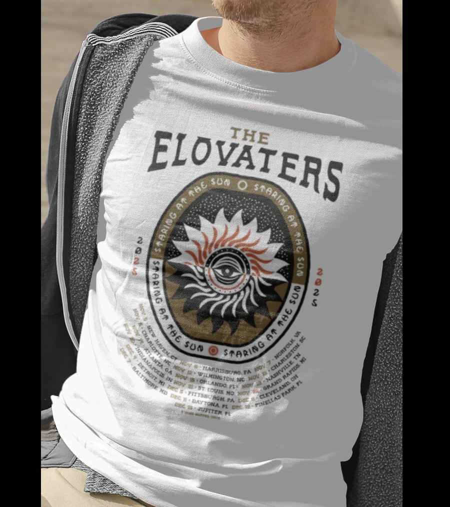 The Elovaters Staring At The Sun 2025 Tour Dates And Eye Sun Graphic Elements T-Shirt