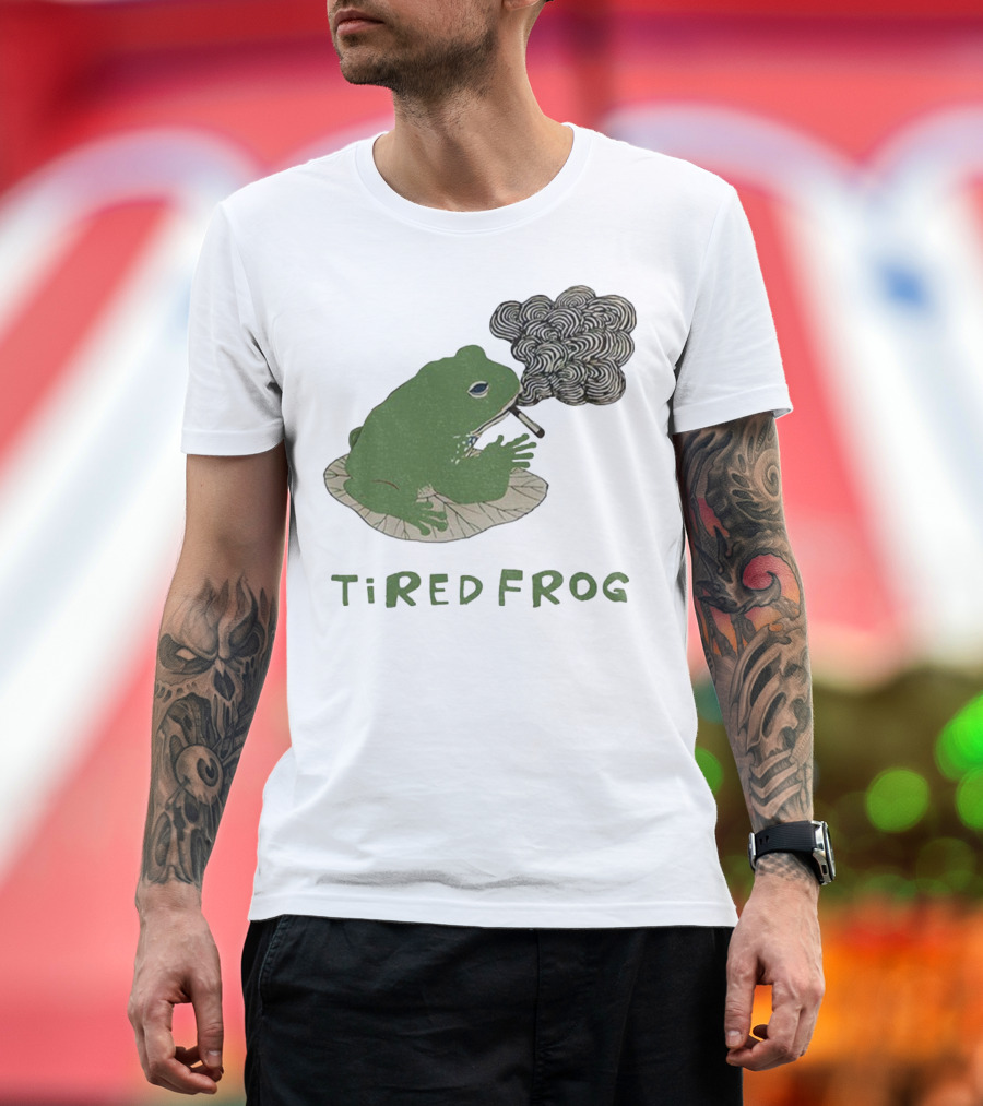 Tired Frog Smoking Meme Japanese Style Smoking Frog T-Shirt