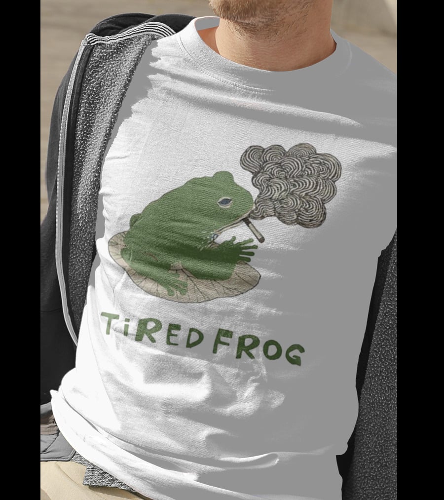 Tired Frog Smoking Meme Japanese Style Smoking Frog T-Shirt