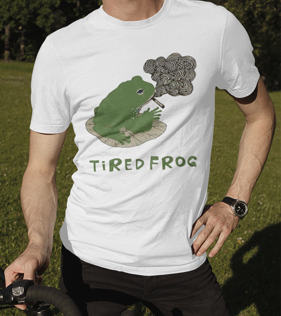 Tired Frog Smoking Meme Japanese Style Smoking Frog T-Shirt