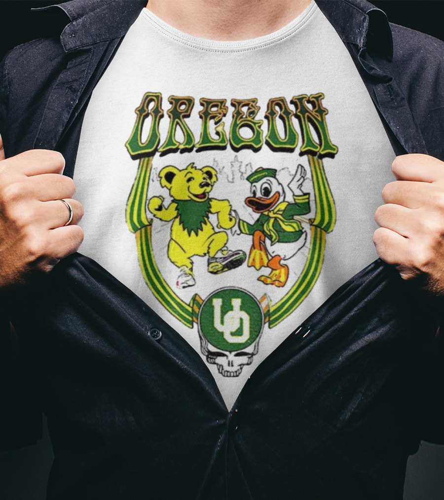 Oregon Ducks Grateful Dead Dancing Bear X Donald Duck Collaboration T-Shirt