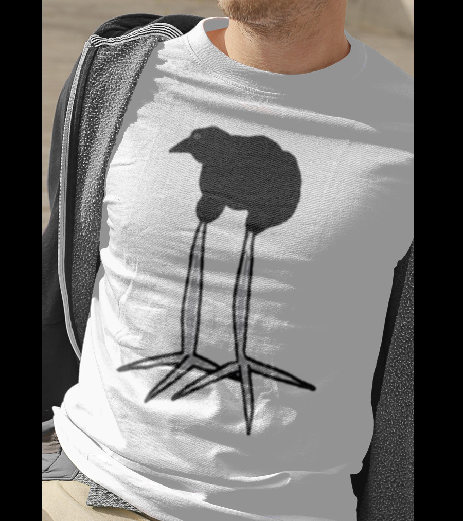 Zasha Charcoal Raven Bird Long Legs T-Shirt