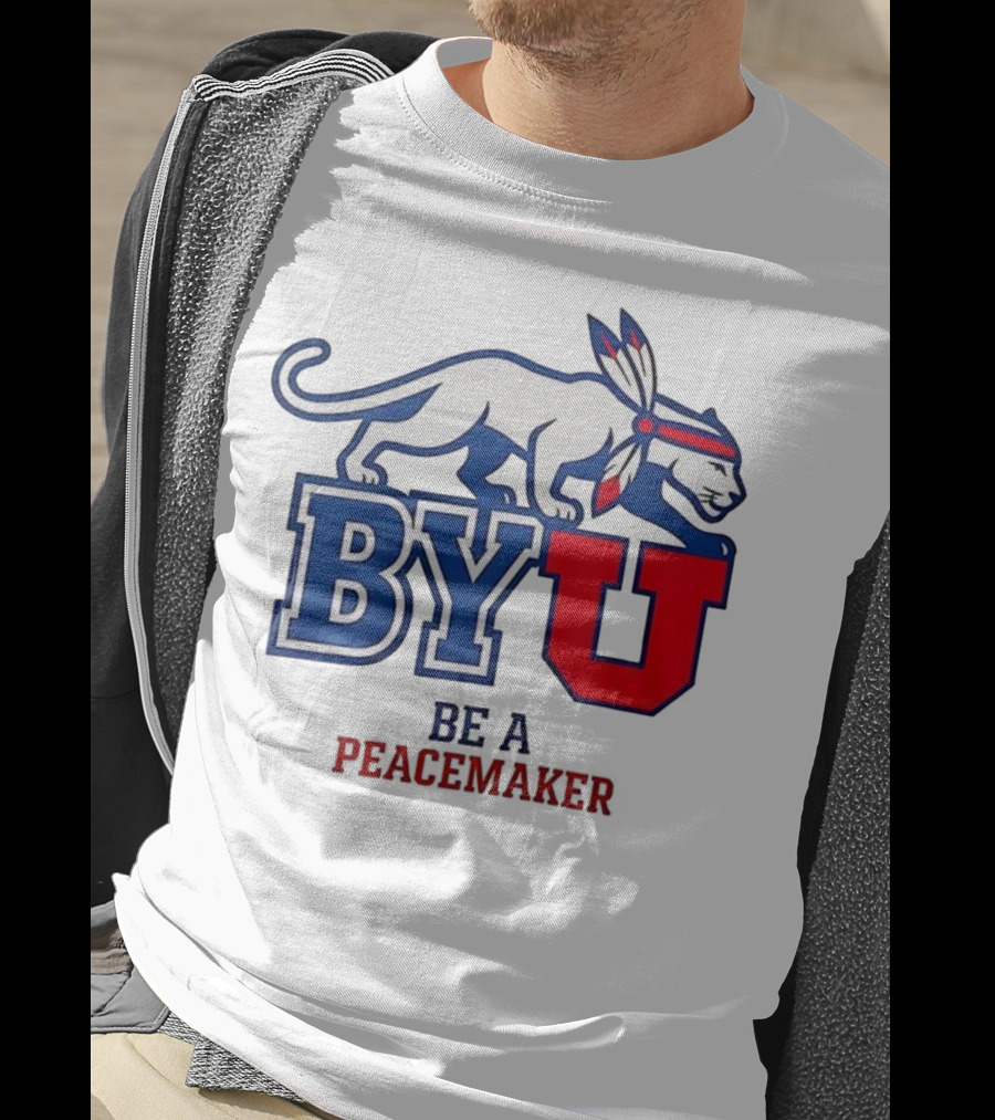 BYU Be A Peacemaker Cougar Logo T-Shirt