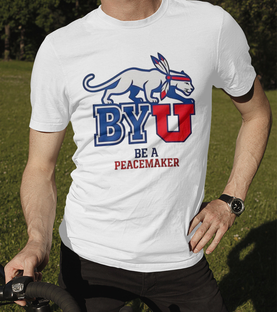 BYU Be A Peacemaker Cougar Logo T-Shirt