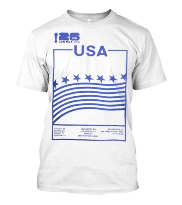 FIFA World Cup 2026 Host USA CAN MEX Stars Flags T-Shirt