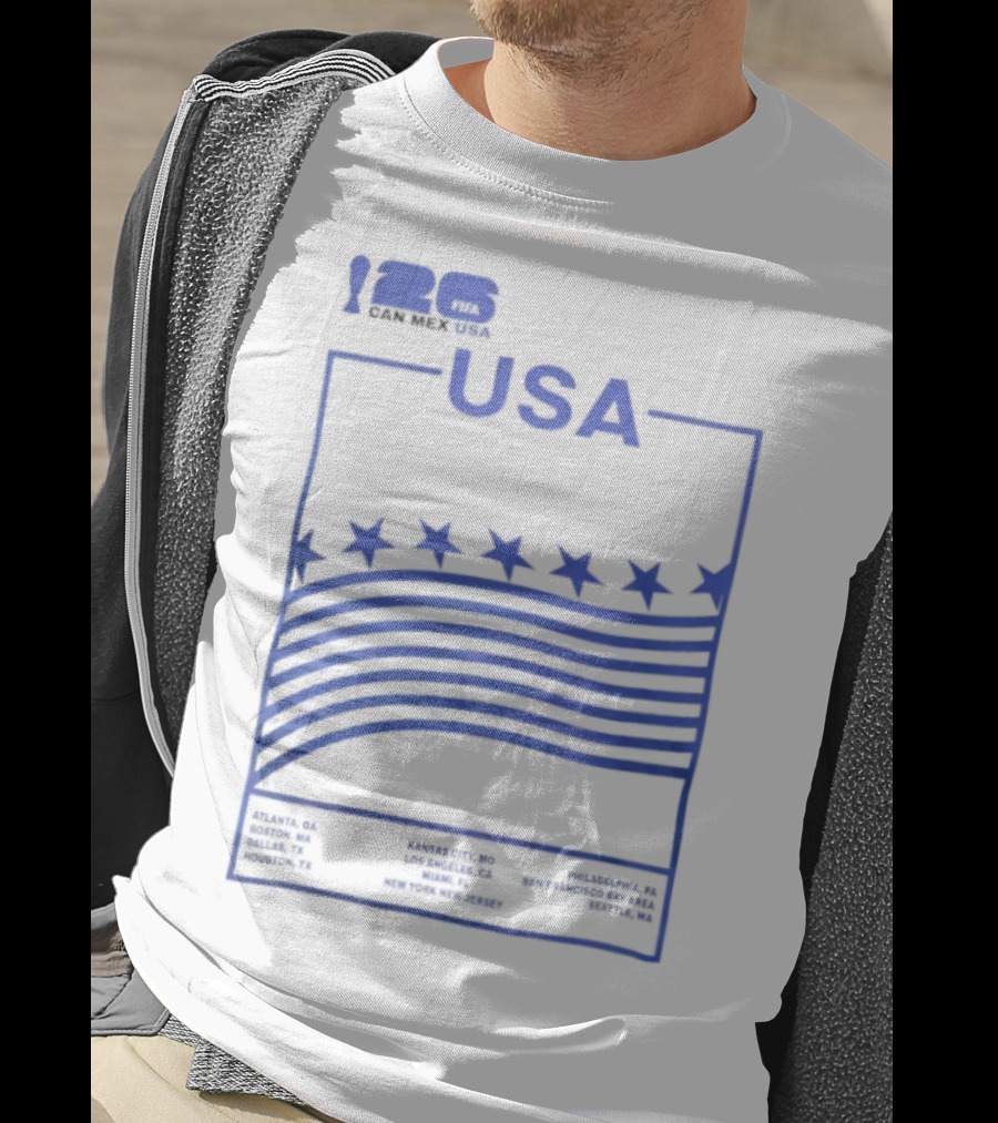 FIFA World Cup 2026 Host USA CAN MEX Stars Flags T-Shirt