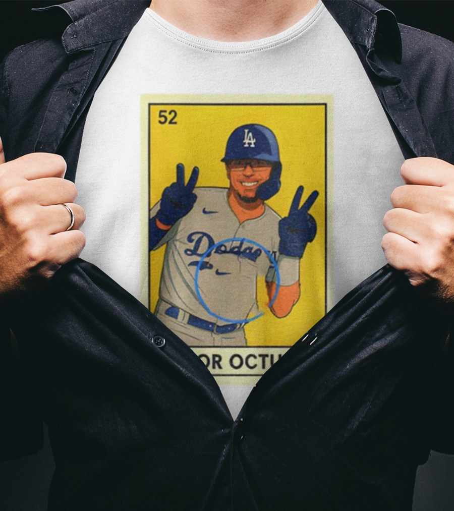 Señor Octubre Los Angeles Dodgers Kike Hernandez 52 MLB Baseball Card T-Shirt