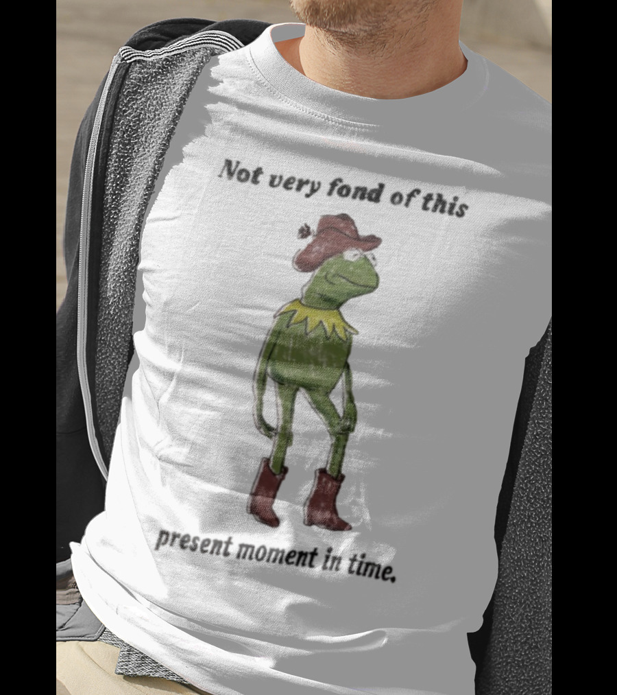 Not Very Fond Of This Present Moment In Time Frog Cowboy Boots Hat T-Shirt