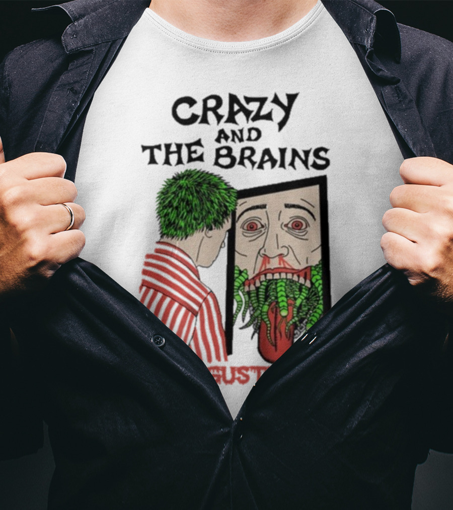 Crazy And The Brains Disgusting Peace Comic Style Face And Green Hair T-Shirt