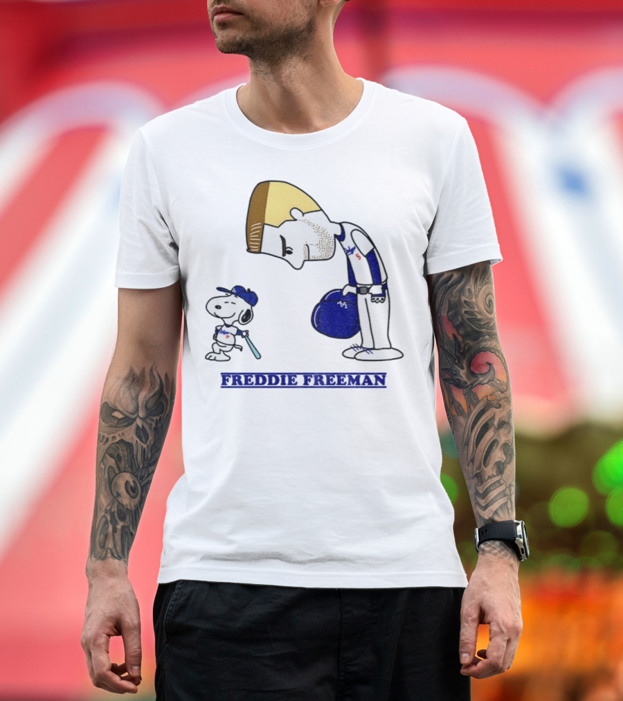 Peanuts Snoopy Freddie Freeman Los Angeles Dodgers MLB Baseball 2025 T-Shirt