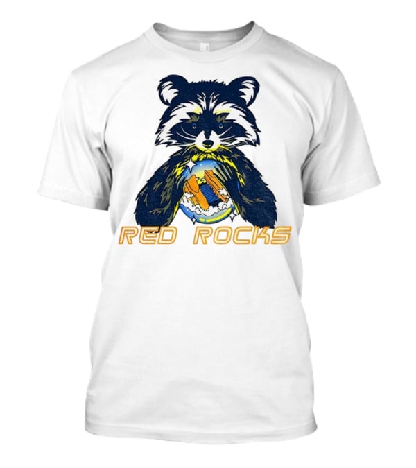 Red Rocks Raccoon Crystal Ball Graphic Tee T-Shirt