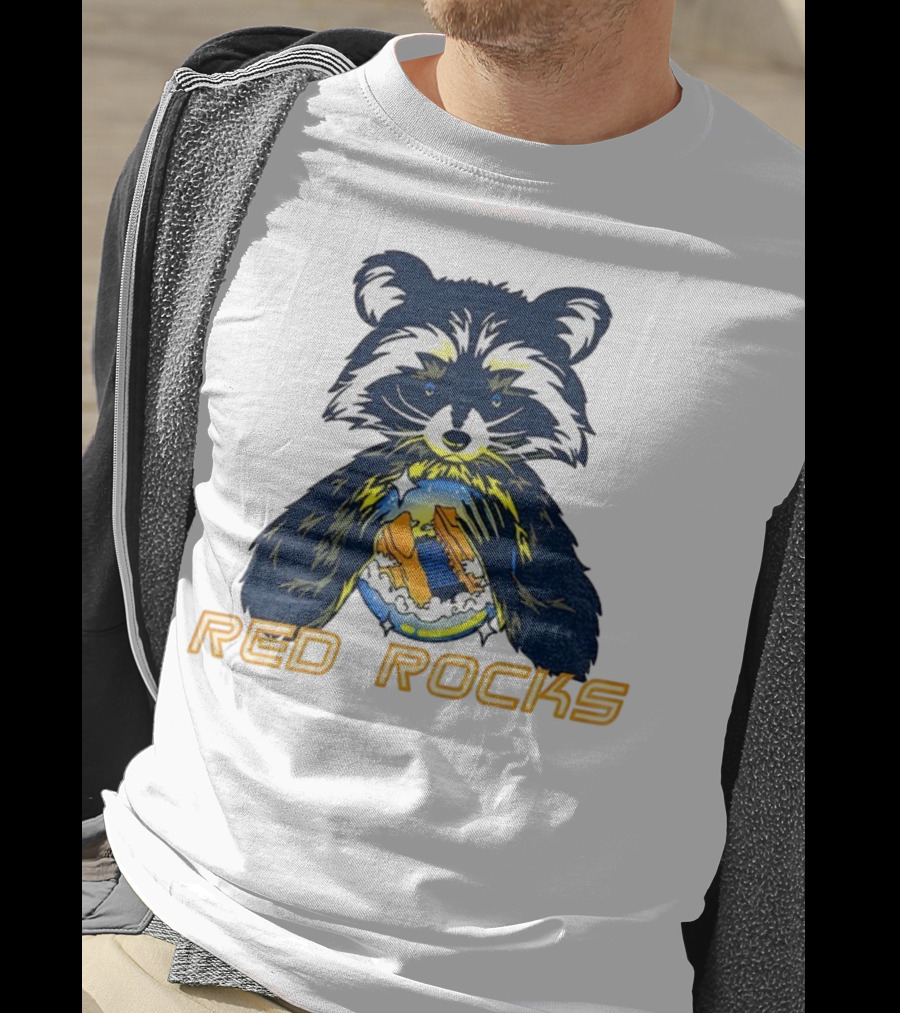 Red Rocks Raccoon Crystal Ball Graphic Tee T-Shirt