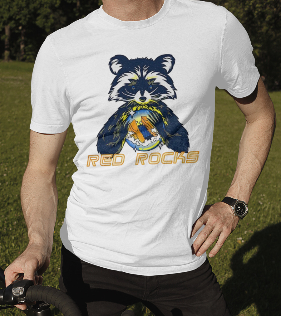 Red Rocks Raccoon Crystal Ball Graphic Tee T-Shirt