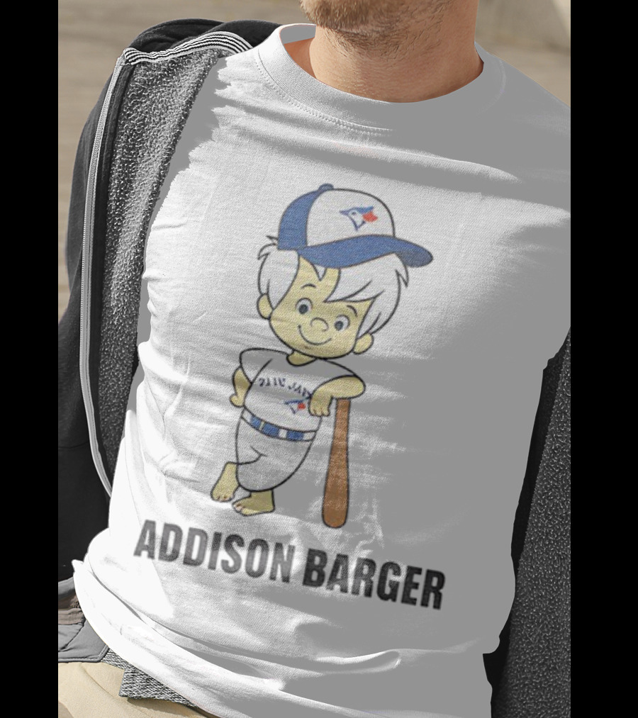 Toronto Blue Jays Addison Barger Illustration With Bat And Cap T-Shirt