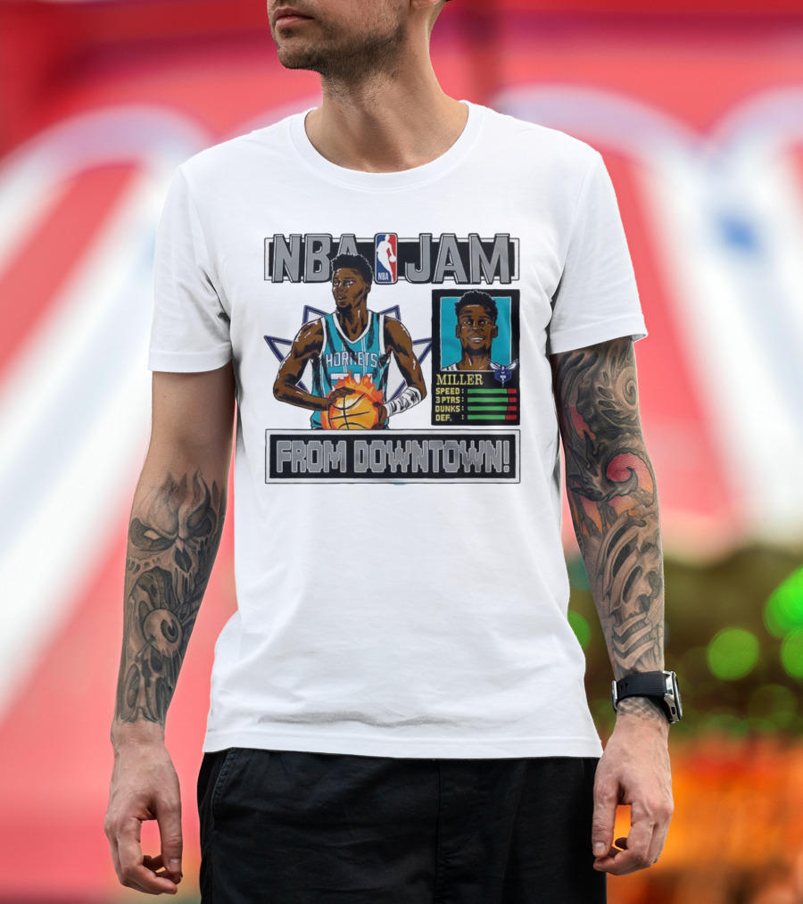 NBA Jam Brandon Miller Charlotte Hornets From Downtown Classic Video Game T-Shirt