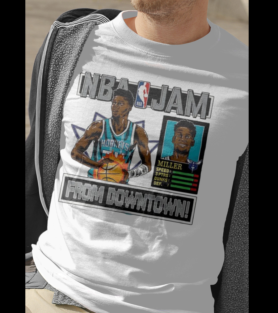 NBA Jam Brandon Miller Charlotte Hornets From Downtown Classic Video Game T-Shirt