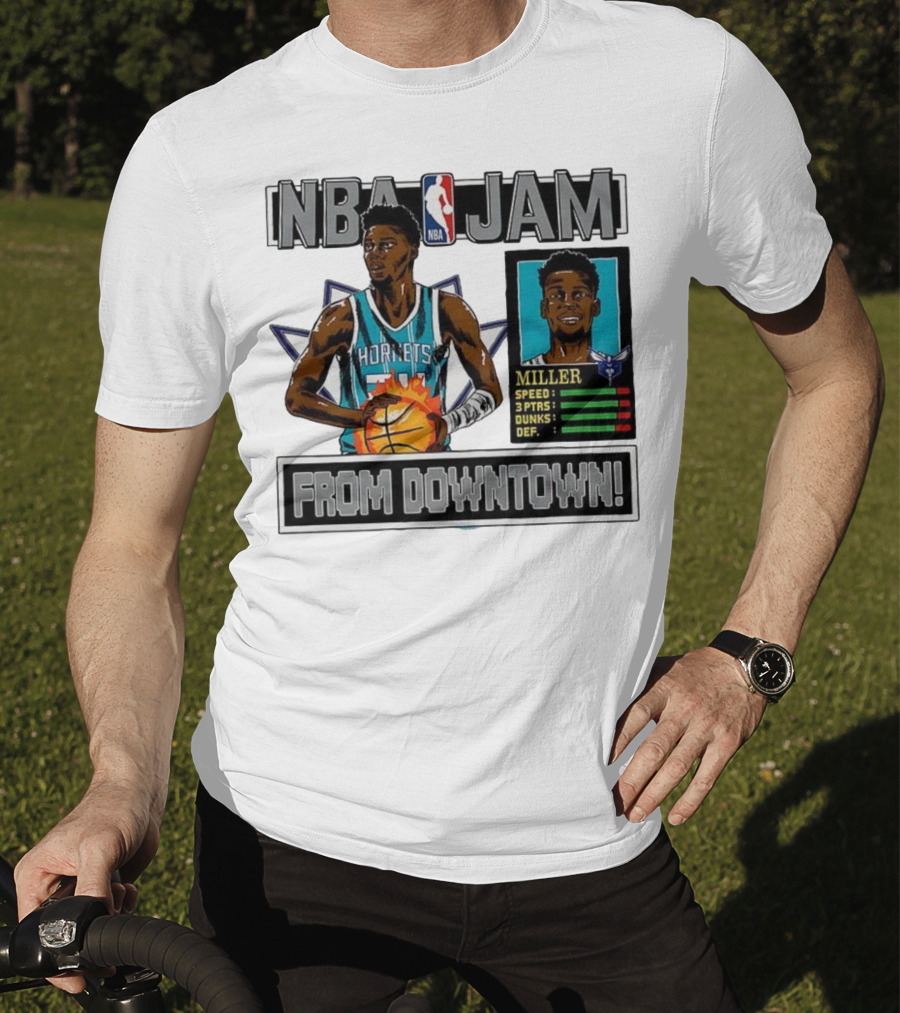 NBA Jam Brandon Miller Charlotte Hornets From Downtown Classic Video Game T-Shirt