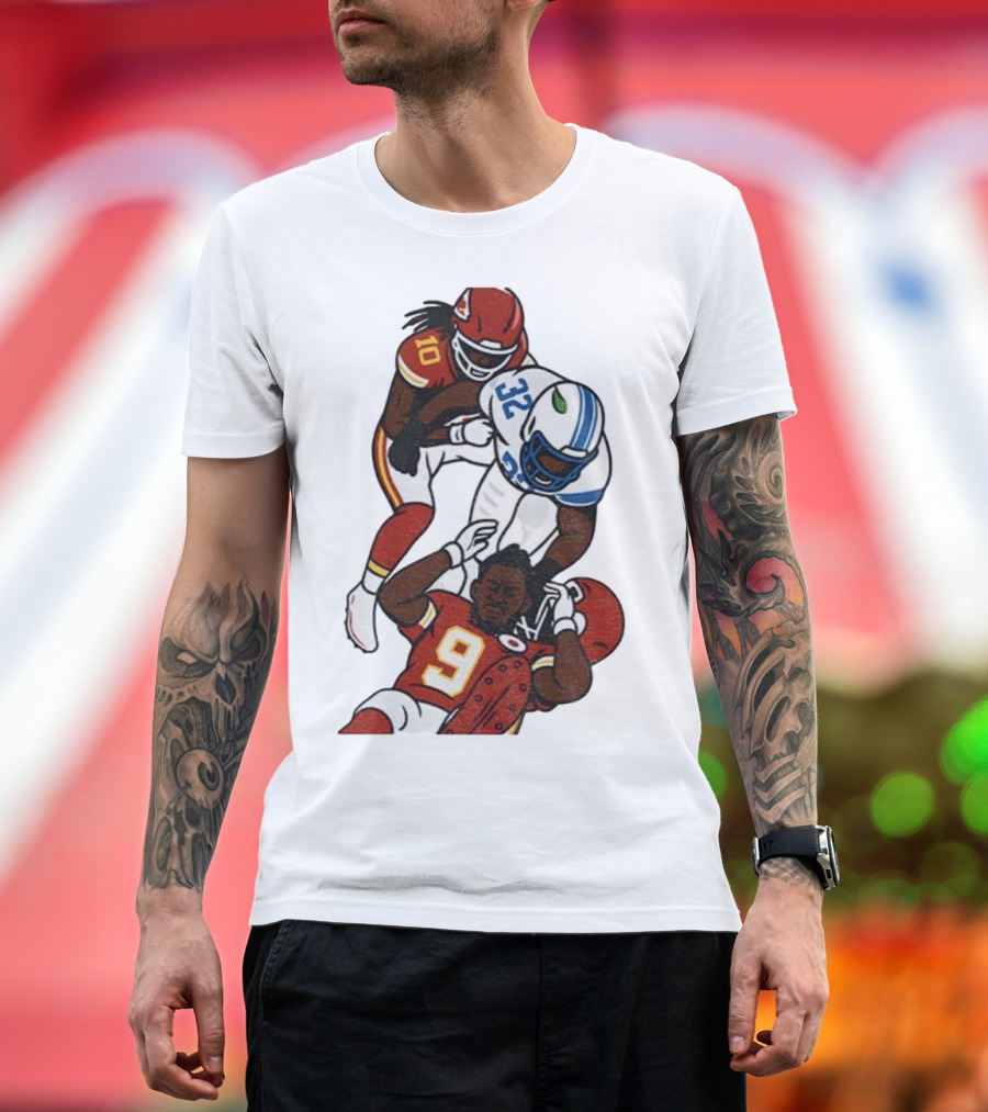 Brian Branch Tackle On Juju Smith-Schuster Detroit Lions Chiefs Football Art T-Shirt