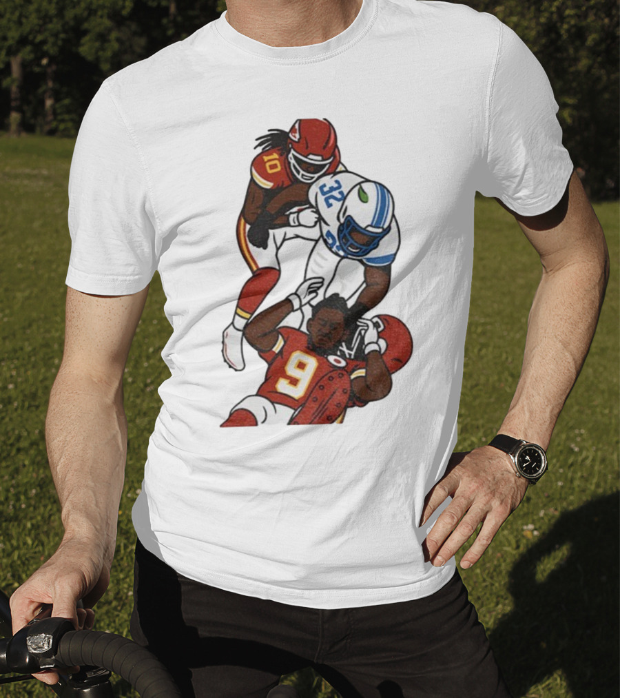 Brian Branch Tackle On Juju Smith-Schuster Detroit Lions Chiefs Football Art T-Shirt