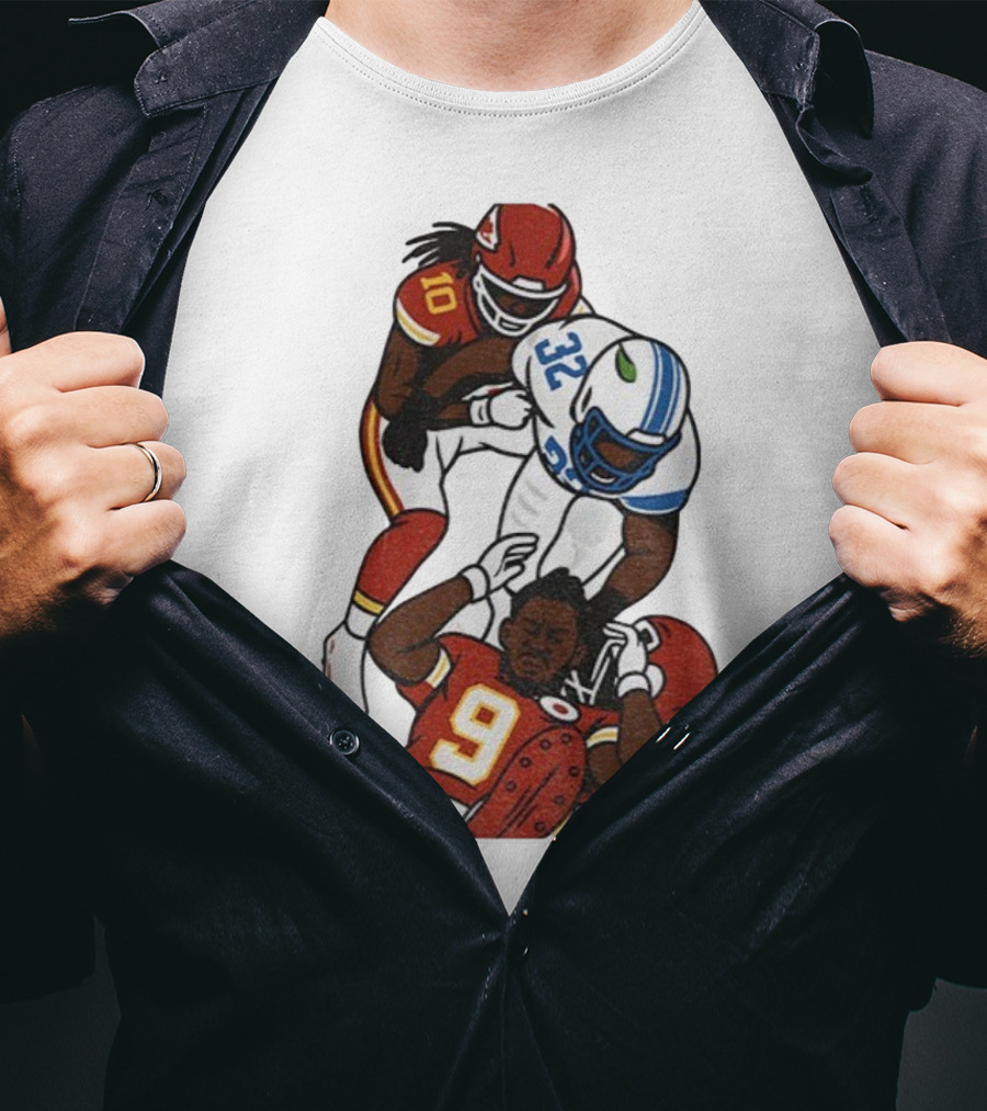 Brian Branch Tackle On Juju Smith-Schuster Detroit Lions Chiefs Football Art T-Shirt