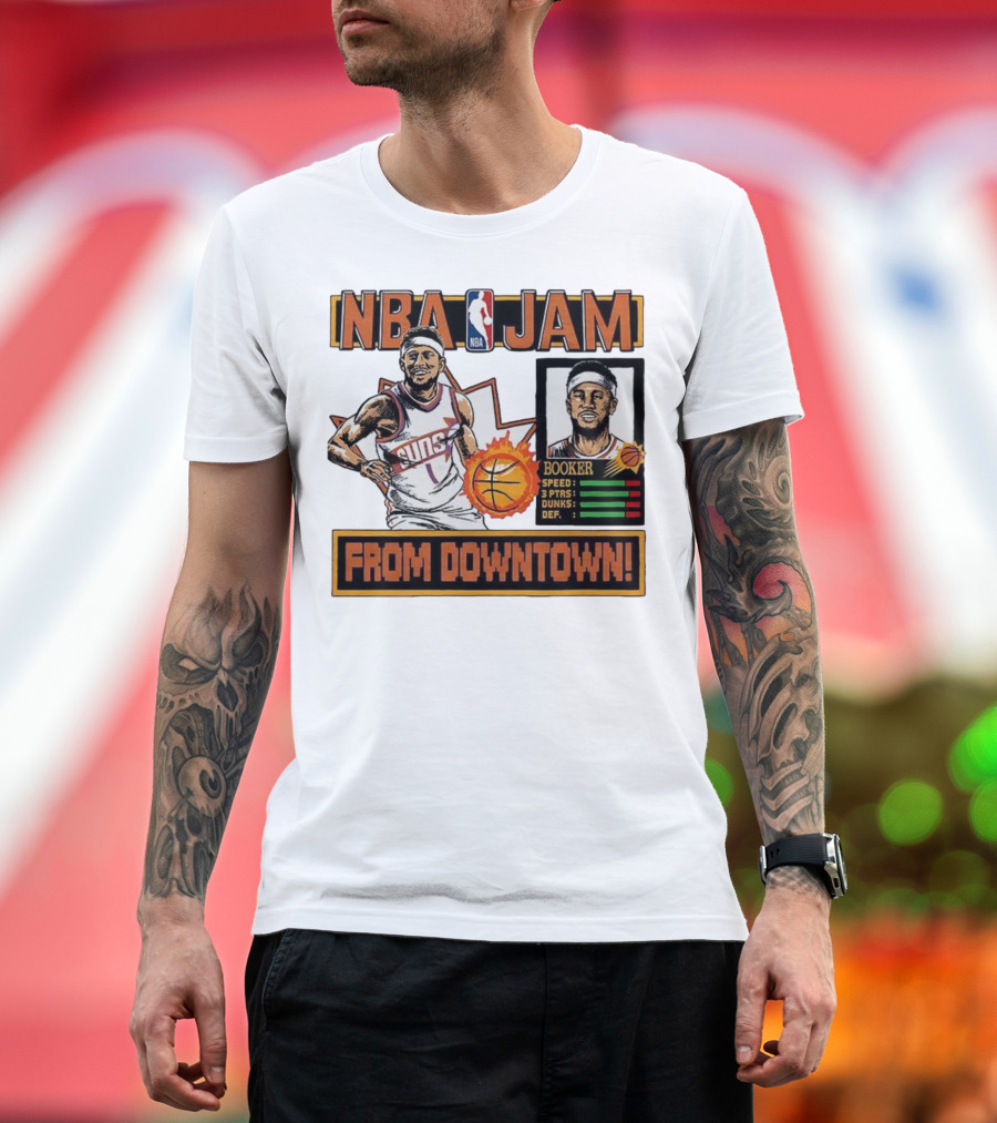 NBA Jam Devin Booker Suns From Downtown Classic Video Game T-Shirt