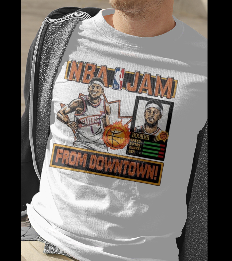 NBA Jam Devin Booker Suns From Downtown Classic Video Game T-Shirt