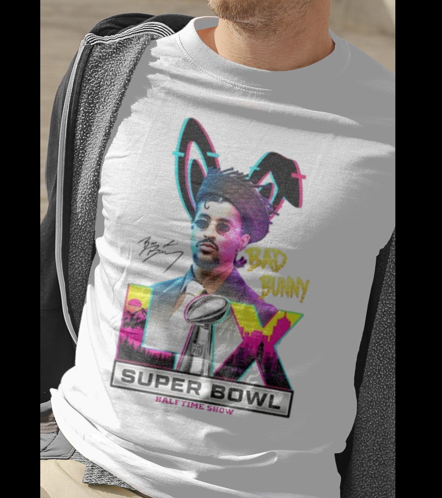 Bad Bunny Super Bowl LVI Halftime Show Signature NFL Icon T-Shirt