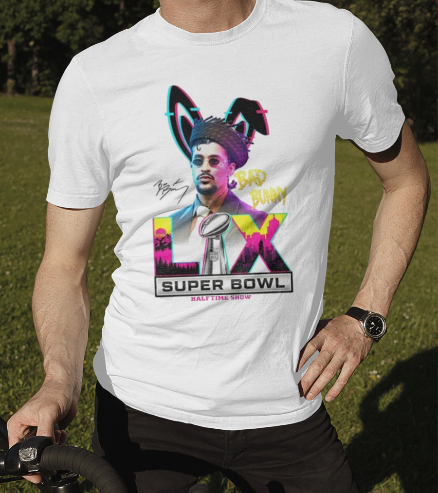 Bad Bunny Super Bowl LVI Halftime Show Signature NFL Icon T-Shirt