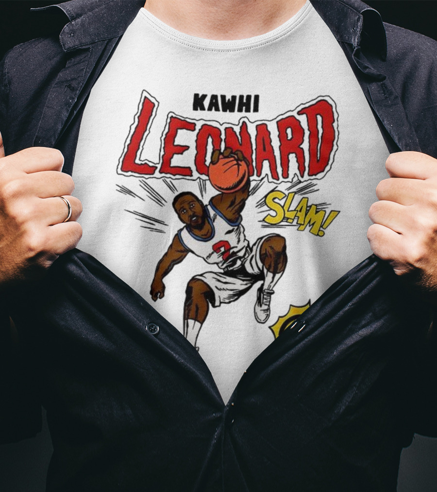 Kawhi Leonard Clippers Slam Comic Book Style Dunk Action T-Shirt
