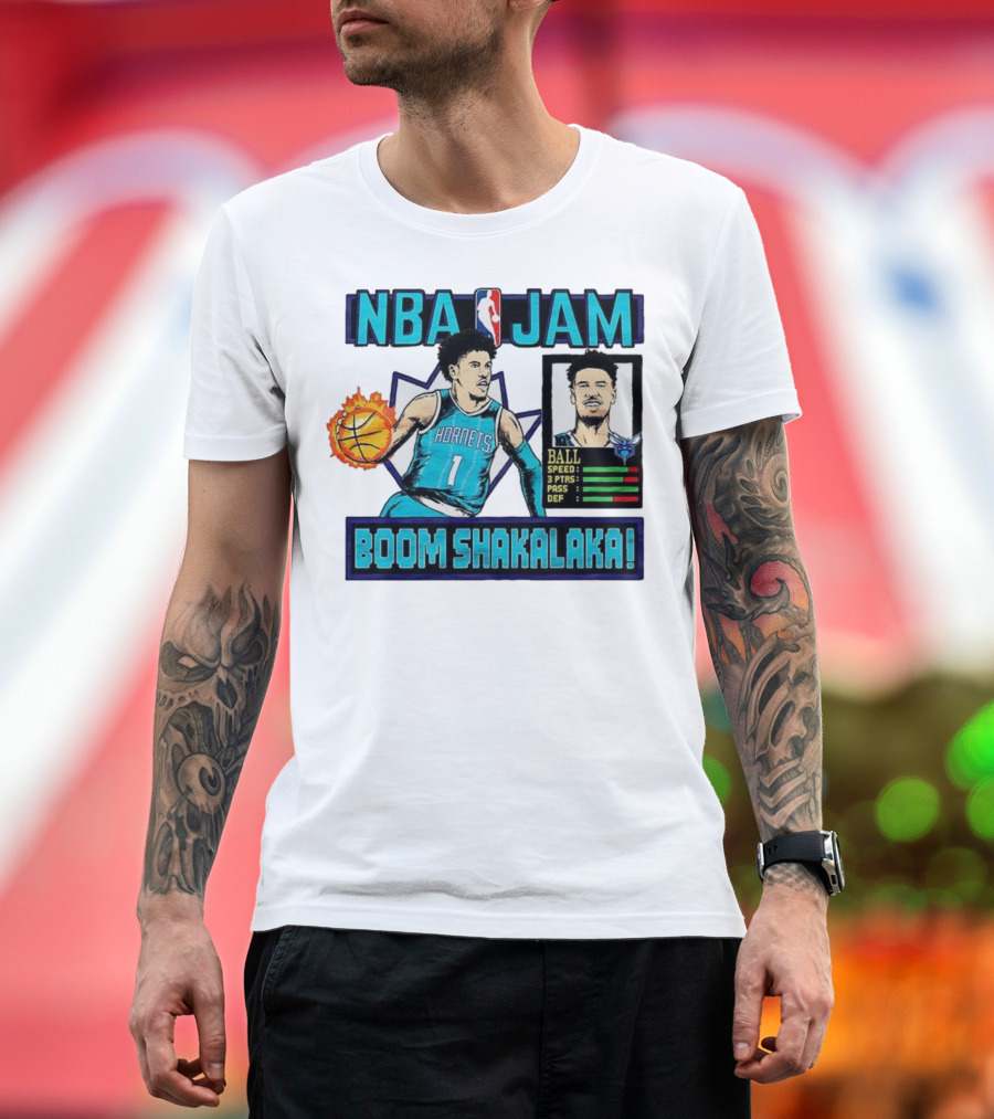 NBA Jam LaMelo Ball Charlotte Hornets Boom Shakalaka Classic Video Game T-Shirt