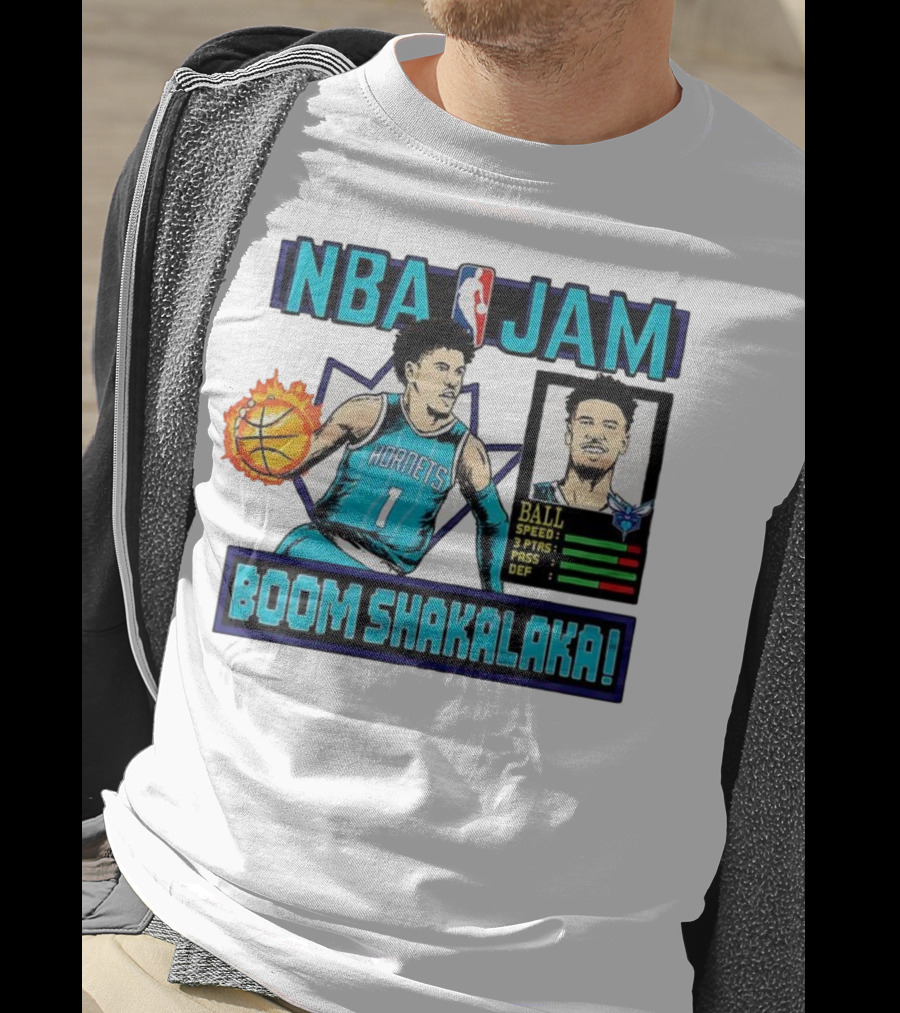 NBA Jam LaMelo Ball Charlotte Hornets Boom Shakalaka Classic Video Game T-Shirt