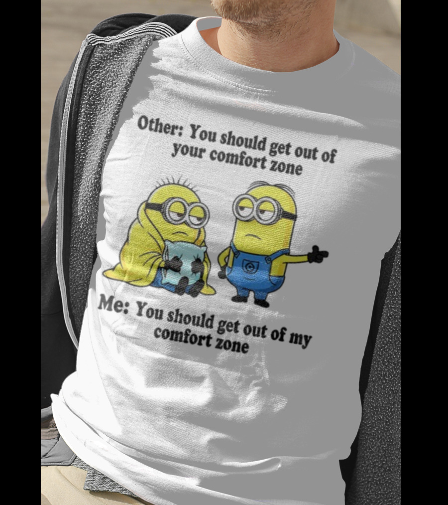 Minion Comfort Zone Quote With Blanket And Pajamas T-Shirt