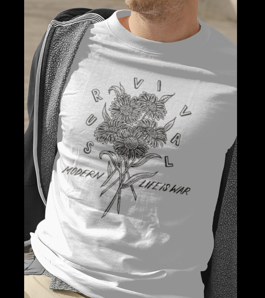 Survival Modern Life Is War Floral Design T-Shirt
