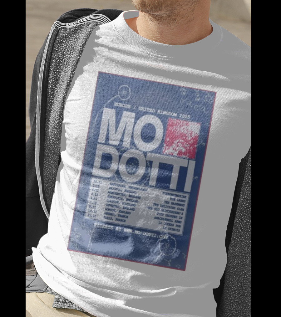 Europe United Kingdom 2025 Mo Dotti Tour Dates Amsterdam Brighton Manchester Sheffield Glasgow 30.11 To 10.12 T-Shirt