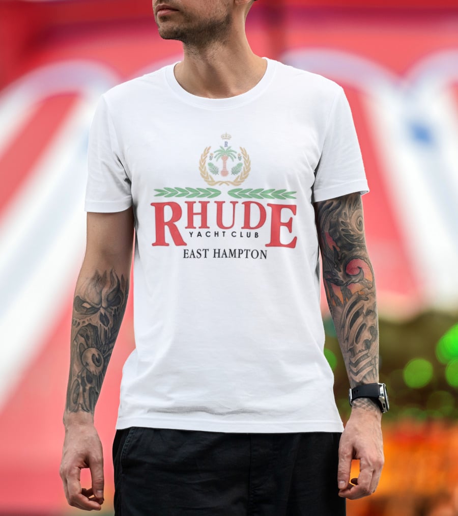 RHUDE Yacht Club East Hampton Emblem With Laurel And Anchor T-Shirt