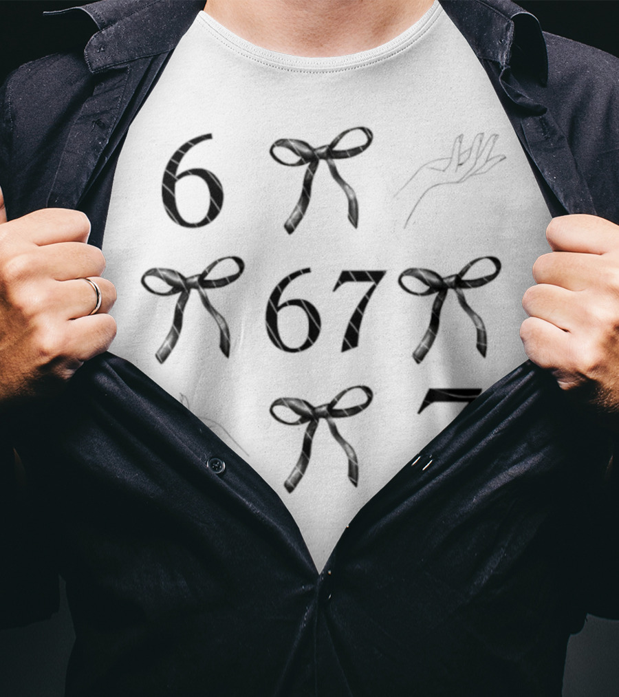 Six Seven 67 Bow Pattern Meme T-Shirt