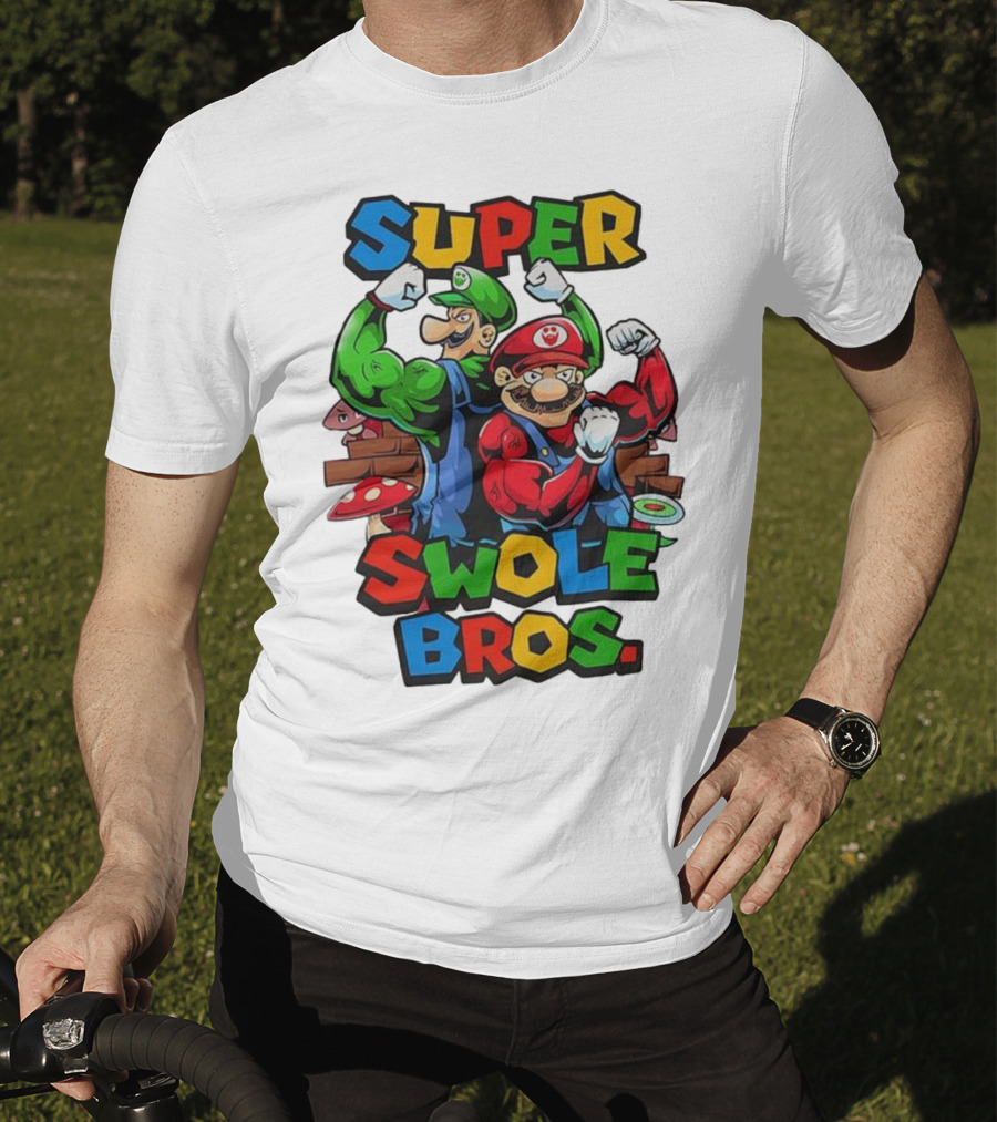 Super Swole Bros Classic Video Game Character Gym Lover Strong Cartoon Bros T-Shirt