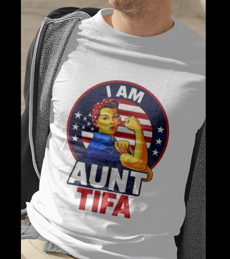 I Am Aunt Tifa Feminist Vintage American Flag T-Shirt