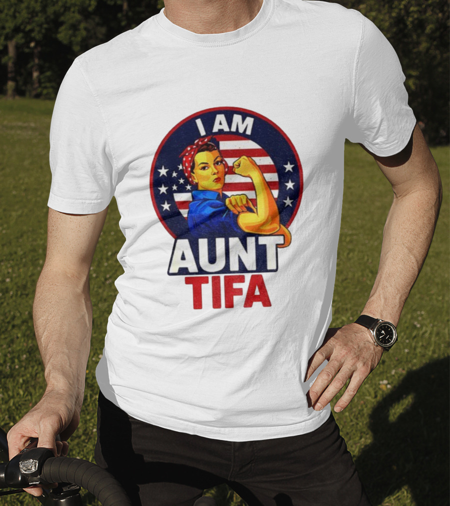 I Am Aunt Tifa Feminist Vintage American Flag T-Shirt
