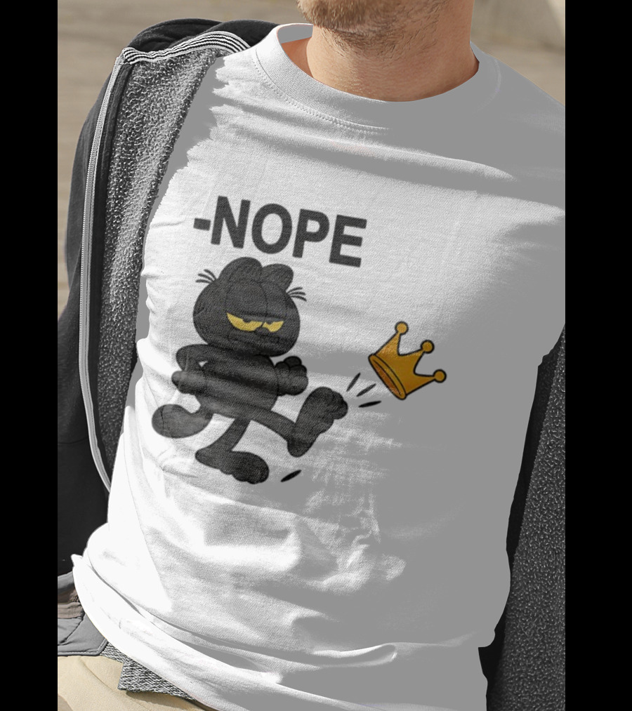 NOPE Black Cat Kicking Crown No Kings In America T-Shirt