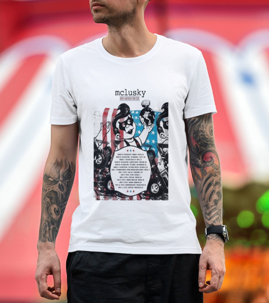 Mclusky North American 2026 Tour Red Blue Stripes March April Dates T-Shirt