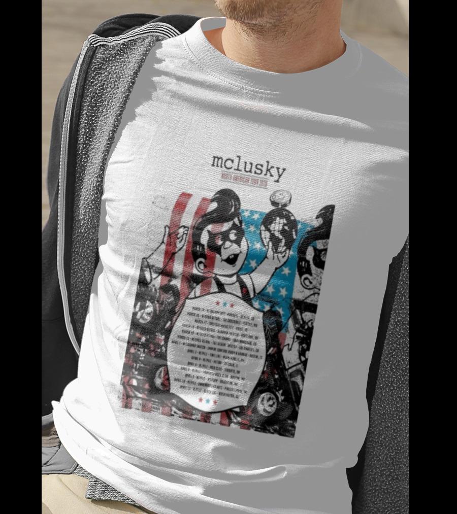 Mclusky North American 2026 Tour Red Blue Stripes March April Dates T-Shirt