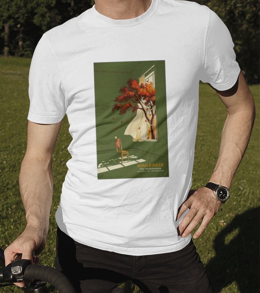 Noah Rinker The Troubadour Los Angeles Oct 21 2025 Autumn Tree Window Scene T-Shirt