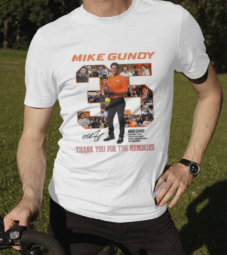 Mike Gundy 35 Years OSU Cowboy Football Thank You For The Memories T-Shirt