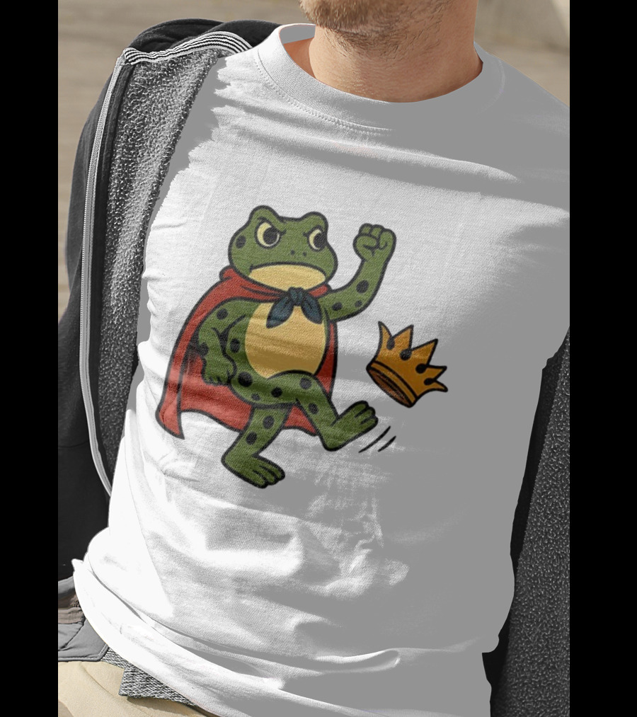 Portland Frog No Kings In America Anti Trump Kicking Crown T-Shirt
